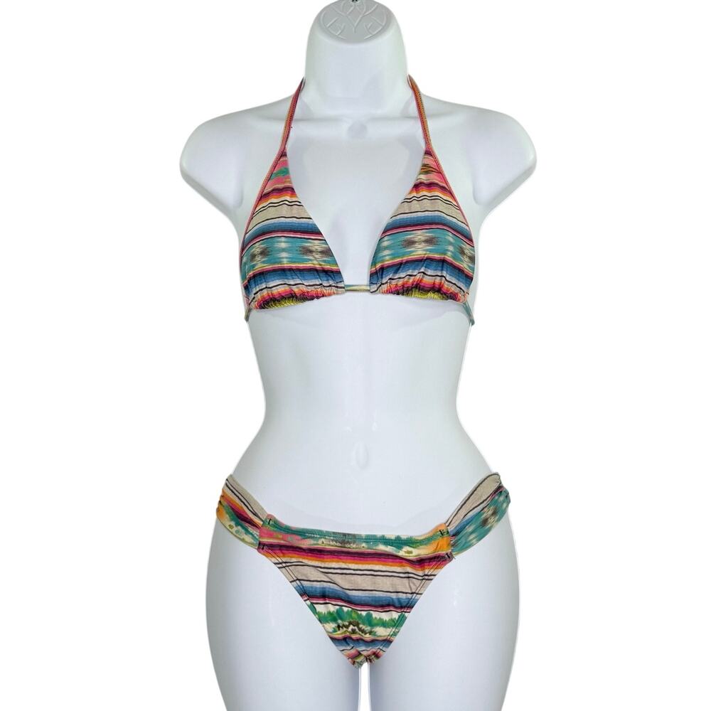 L*Space Skinnie Minnie String Bikini Set S Triangle Multicolor Southwestern